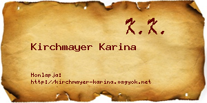 Kirchmayer Karina névjegykártya